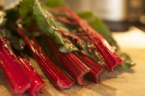 Recipe: Every meal a miracle: Rhubarb Red Swiss Chard with lots of Garlic