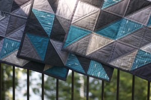 3 Little Organic Quilts in Teal and Grey