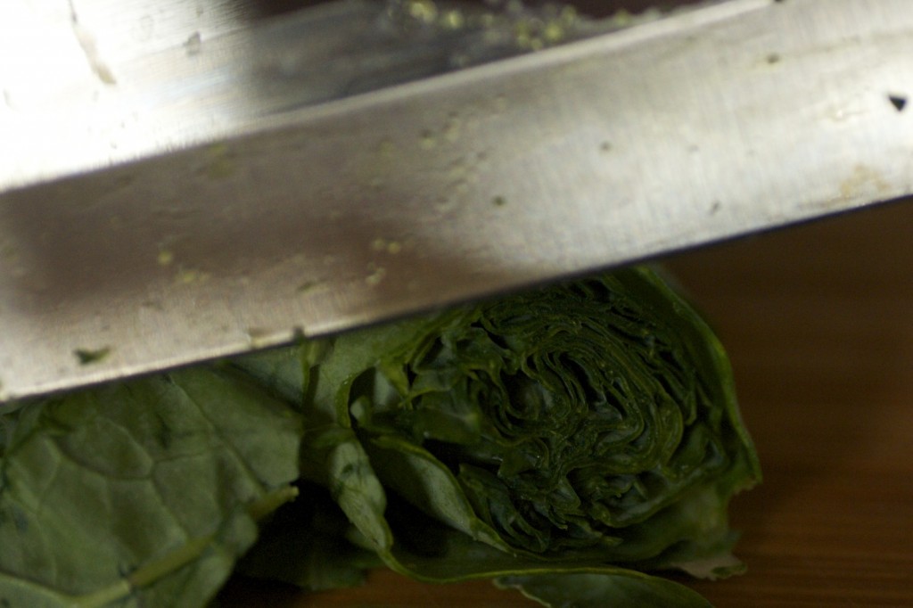 Chopping Kale Chiffonade www.CubitsOrganics.com