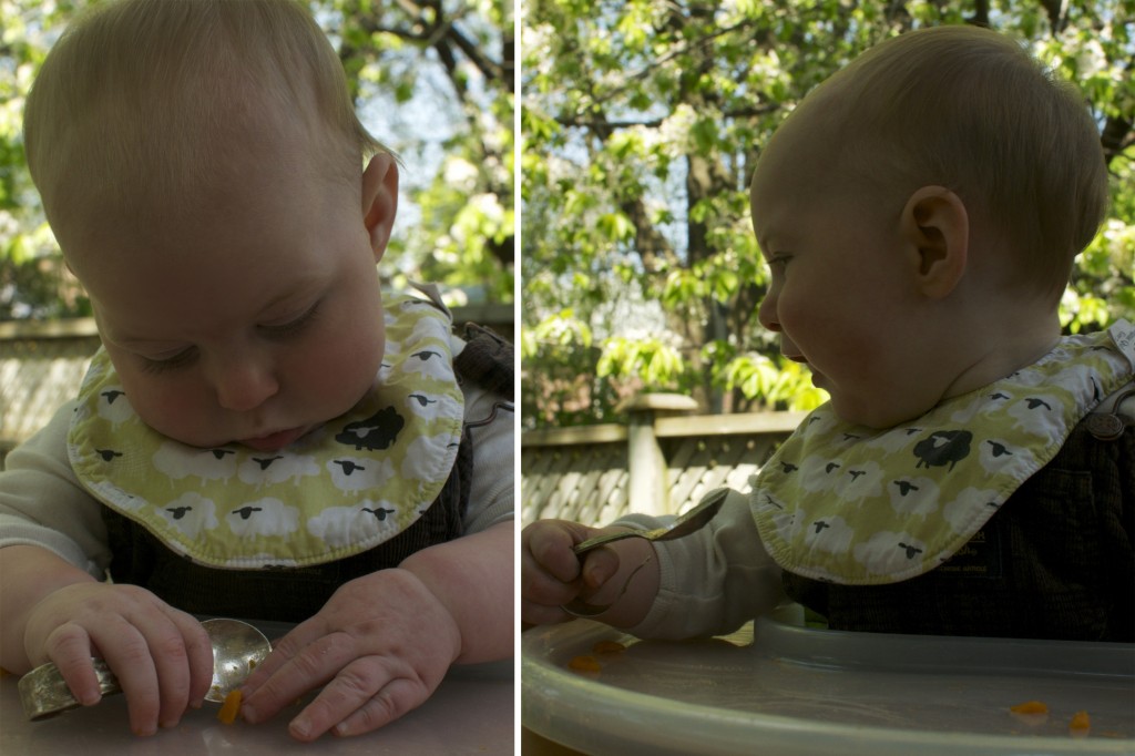 Baby Led Weaning with tiny spoon www.CubitsOrganics.com