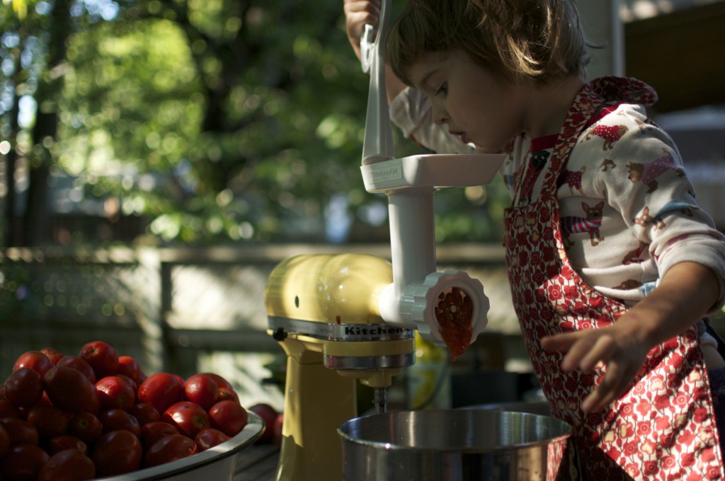 Tomatoes through Kitchen Aid Grinder www.CubitsOrganics.com