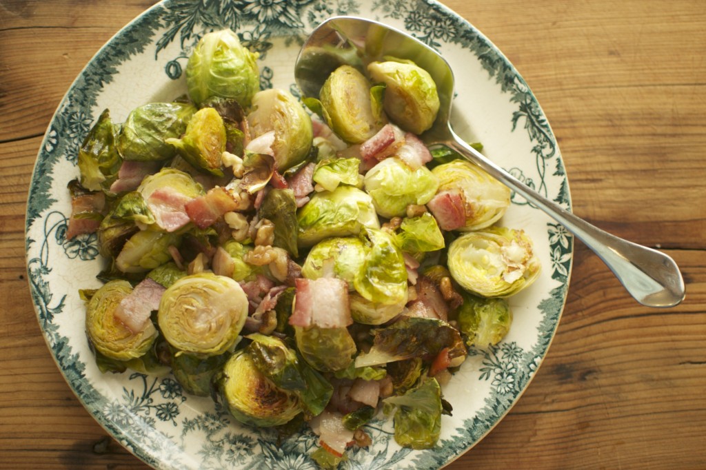 Brussels sprouts with bacon and walnuts www.cubitsorganics.com