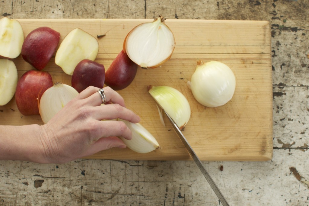 Chop apples and onions www.cubitsorganics.com